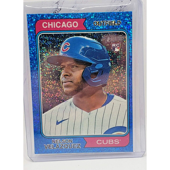 2023 Topps Heritage #371 Nelson Velazquez RC Blue Sparkle Chicago Cubs - Picture 1 of 4